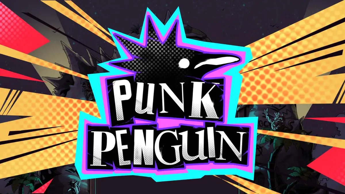Isang makulay at masiglang eksena mula sa Punk Penguin slot na nagpapakita ng mga punk-rock na penguin sa isang concert setting.